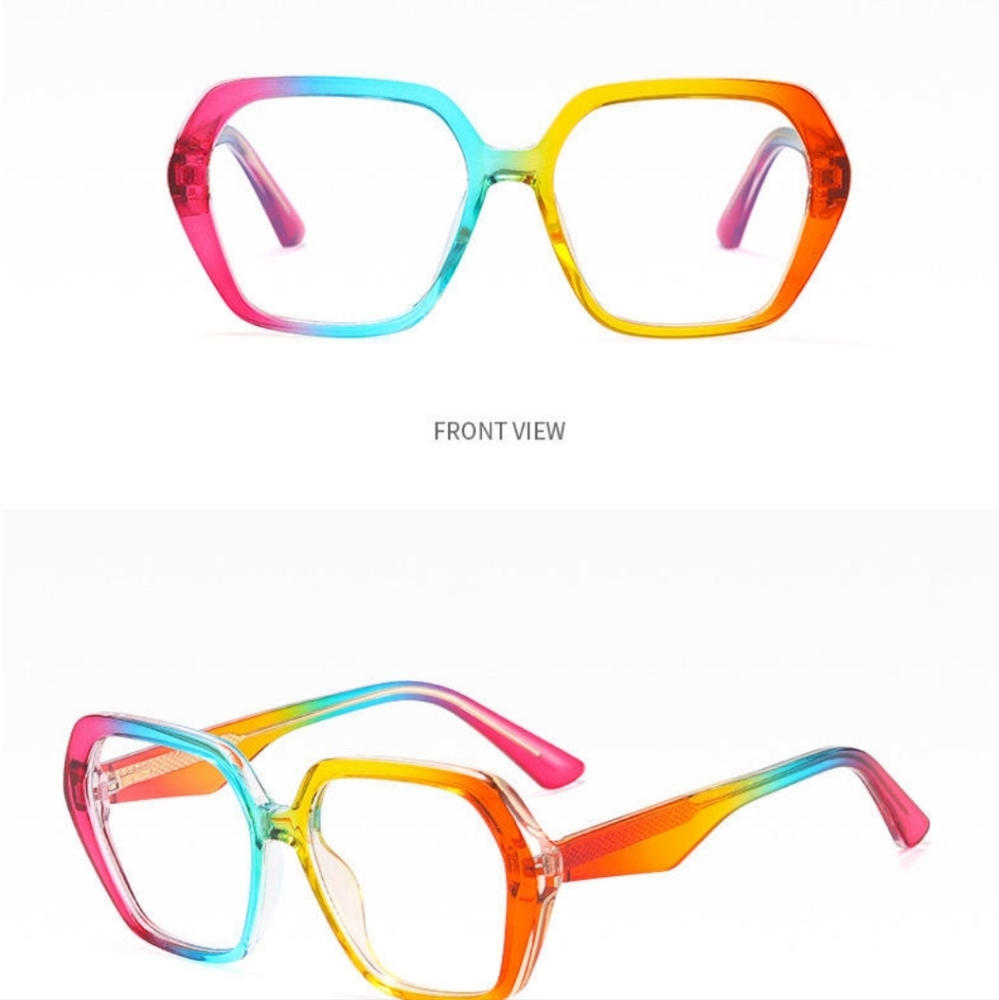 Rainbow Polygon Frames Blue Light Blocking Glasses - image 5
